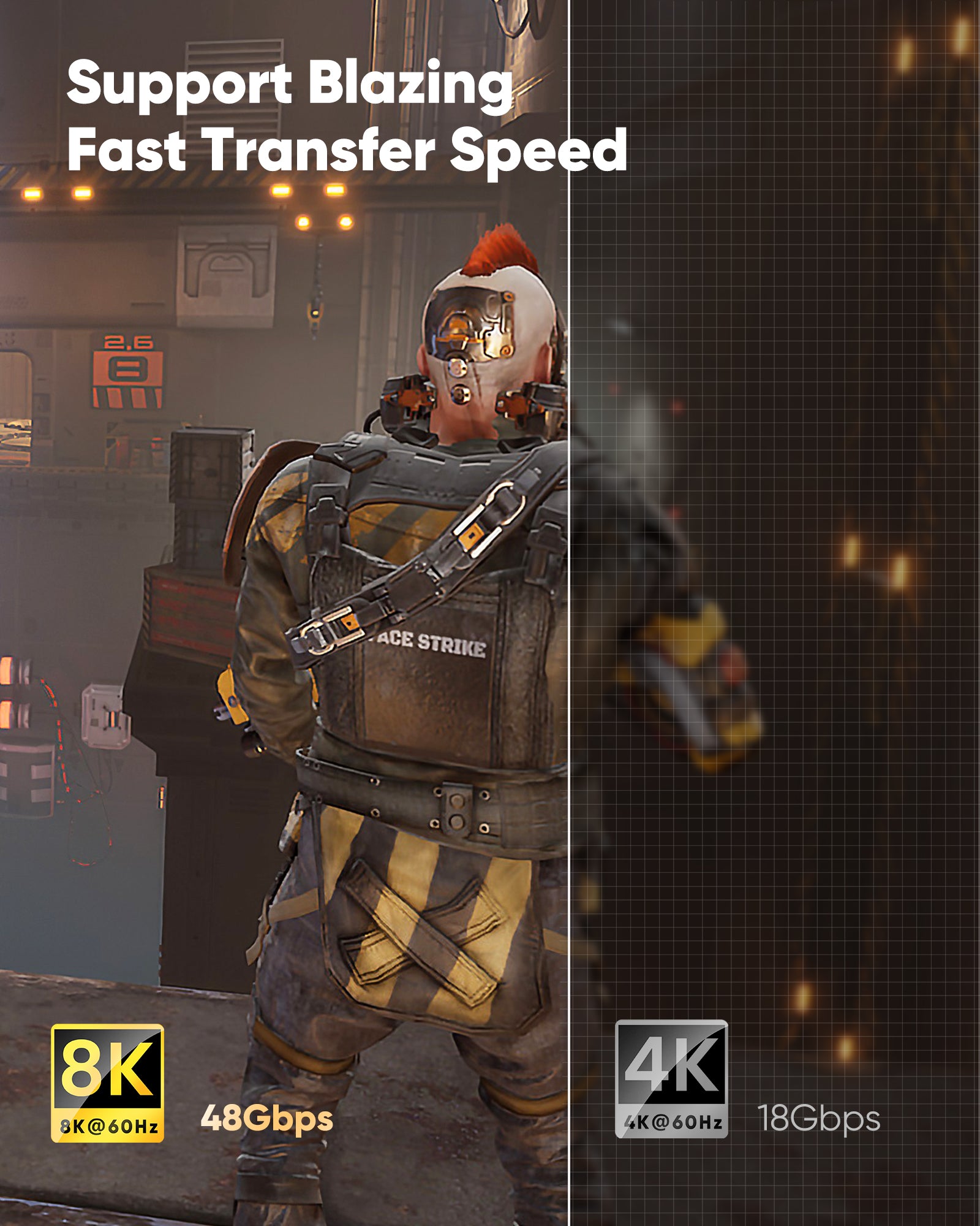 Highwings 8K 10K 4K HDMI Cable 48Gbps 6.6FT/2M, Certified Ultra High Speed HDMI Cable Braided Cord-4K@120Hz 8K@60Hz, DTS:X, HDCP 2.2 & 2.3, HDR 10 Compatible with Roku TV/PS5/HDTV/Blu-ray